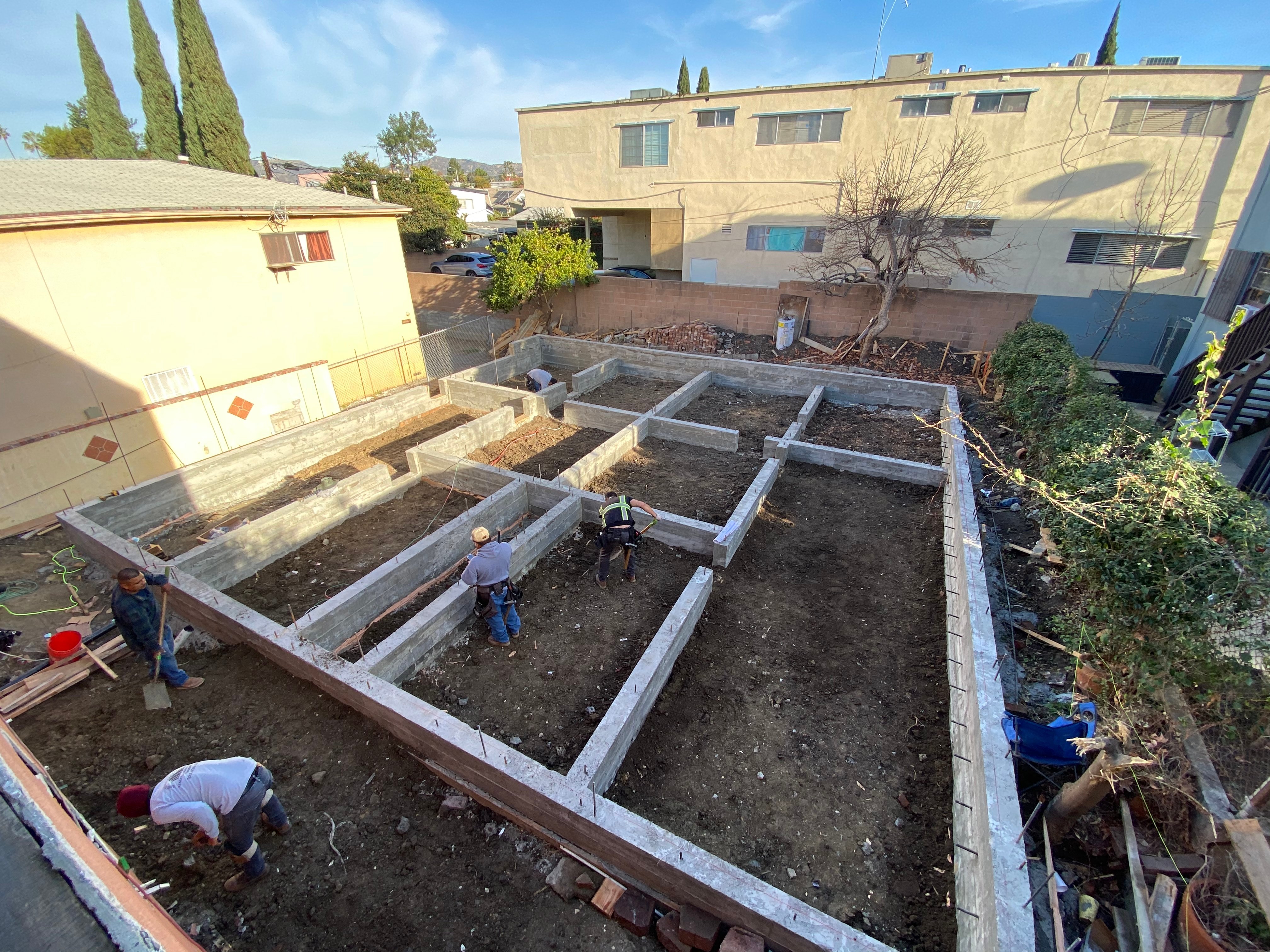 Foundation work in progress for an ADU construction project.