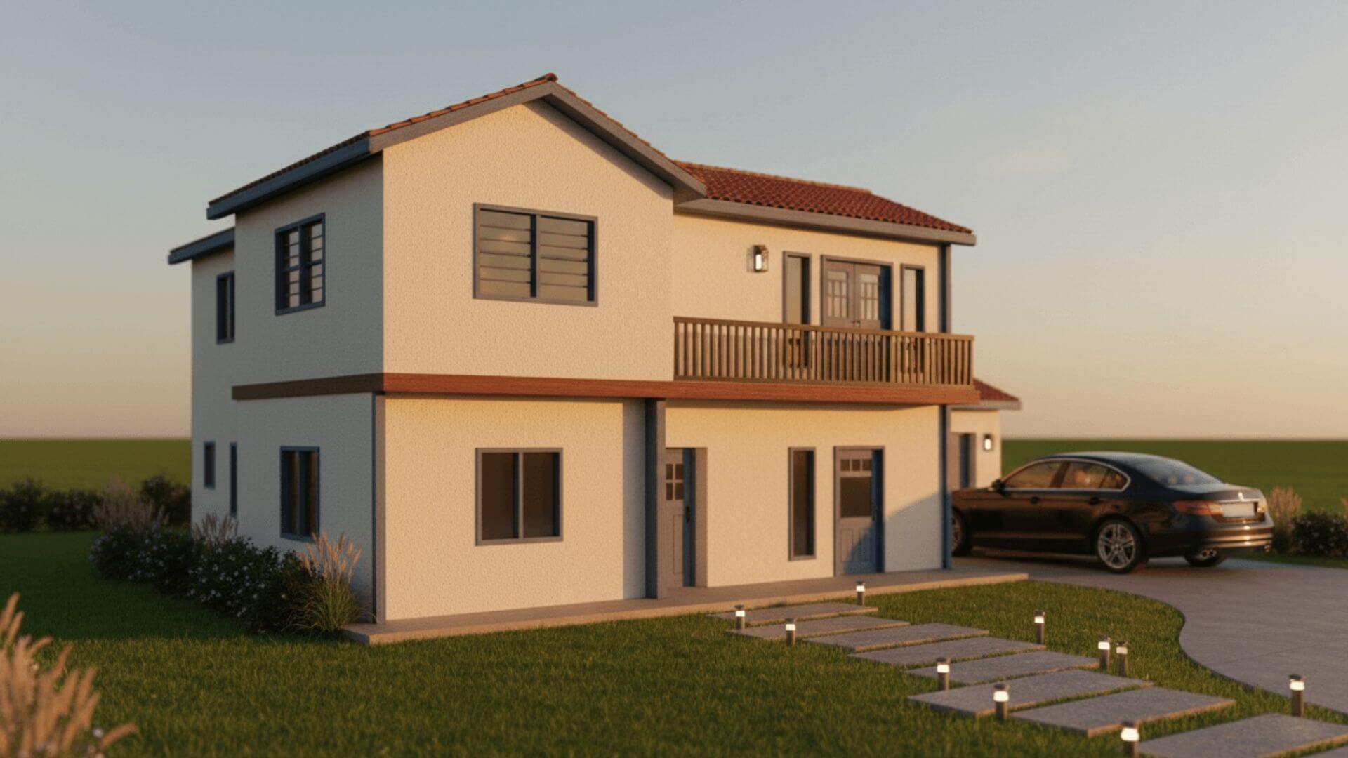 California traditional two-story home elevation design