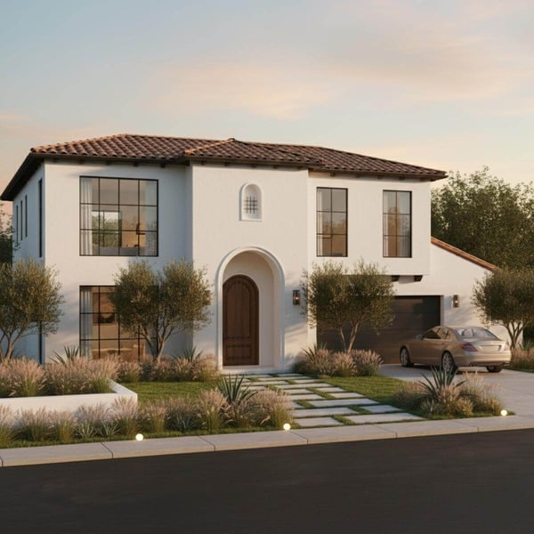 Mediterranean-inspired custom home design concept in Pasadena California